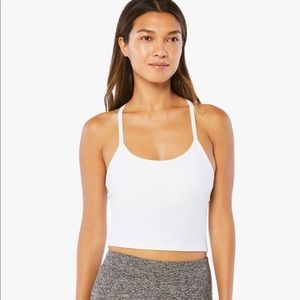 Beyond Yoga Spacedye Slim Racerback Cropped Tank- White, size small